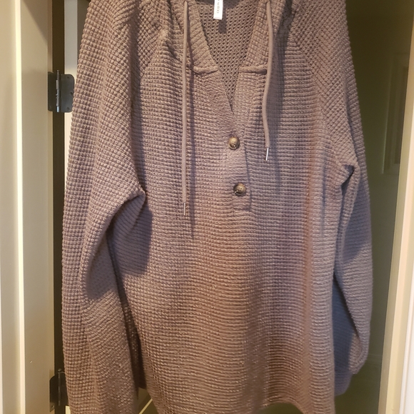 Cozy Brown Waffle Knit Hoodie - Picture 1 of 2